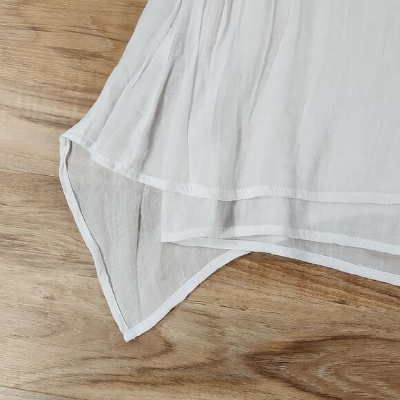 🔹️Fever White Gauzy Asymmetric Sleeveless Top Small - Picture 6 of 10